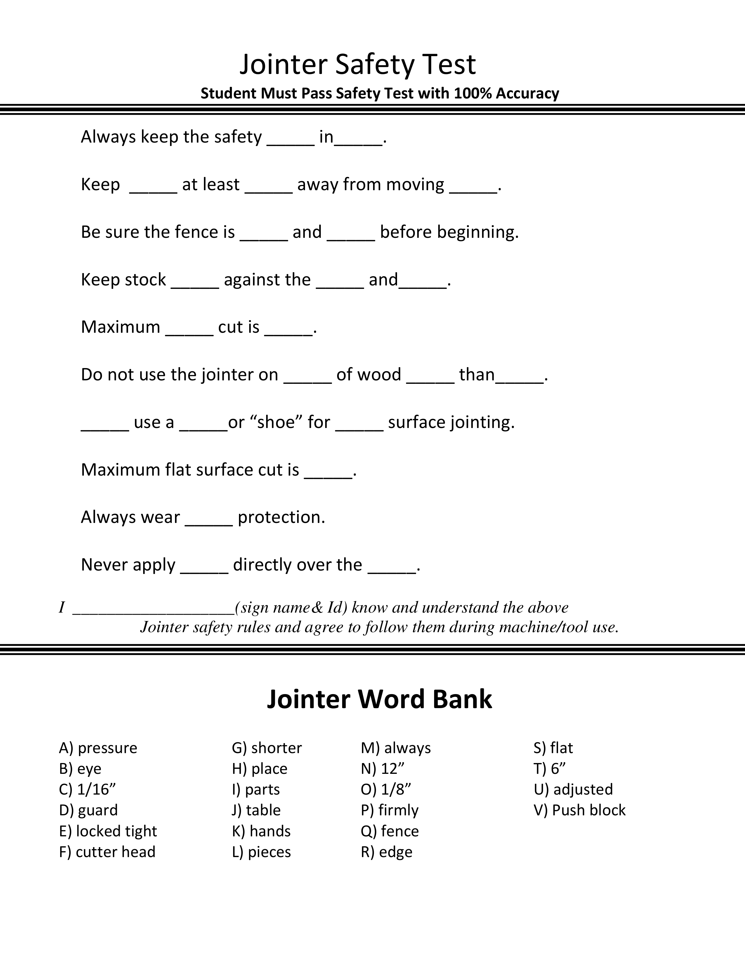 Jointer Safety test 201718 Brad Bailey Library Formative